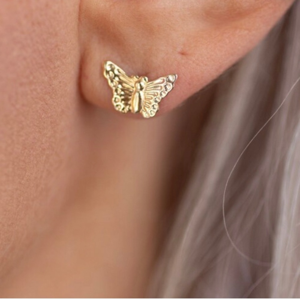 Gold filled butterfly stud earrings
